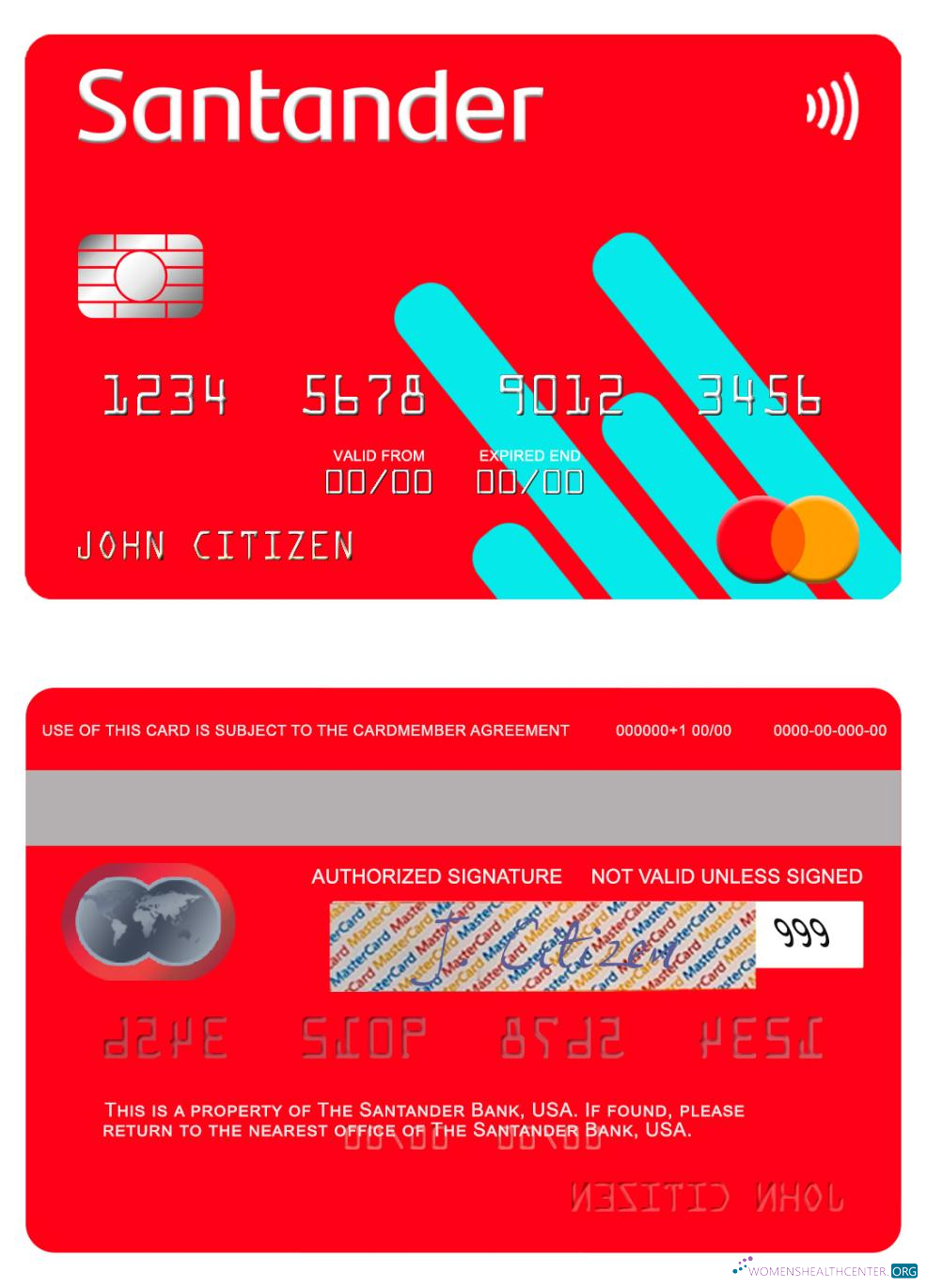 Download USA Santander Bank mastercard Photoshop template